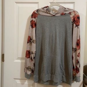 Never Worn Large Grey and Flowery Sweatshirt